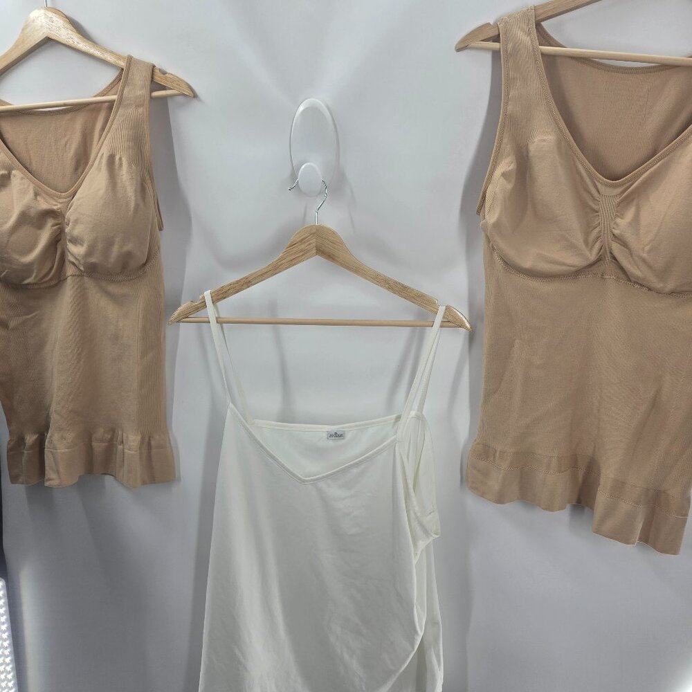 Bundle of 2 Shapewear Beige Tanks 1 White Cami 2x